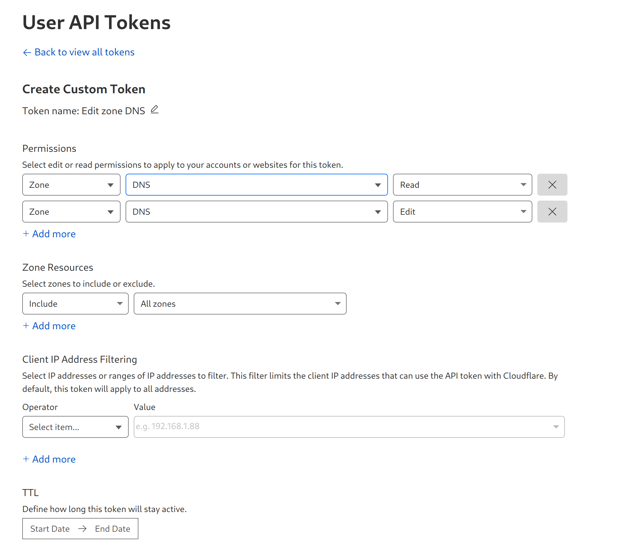 Cloudflare API Token
